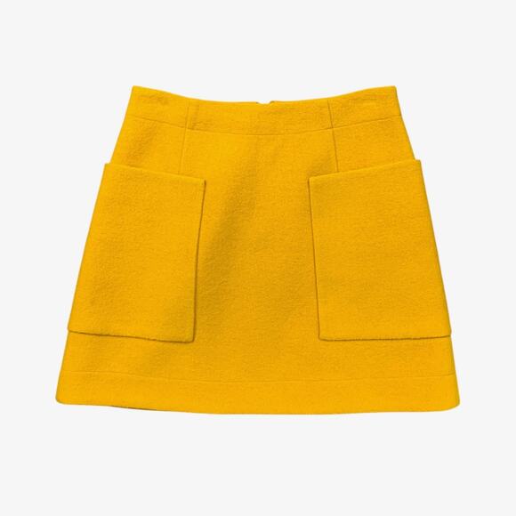 COS Skirt Womens 38 US 6 Banana Pepper Boiled Wool Dual Pockets Back Zip Mini - Picture 1 of 11